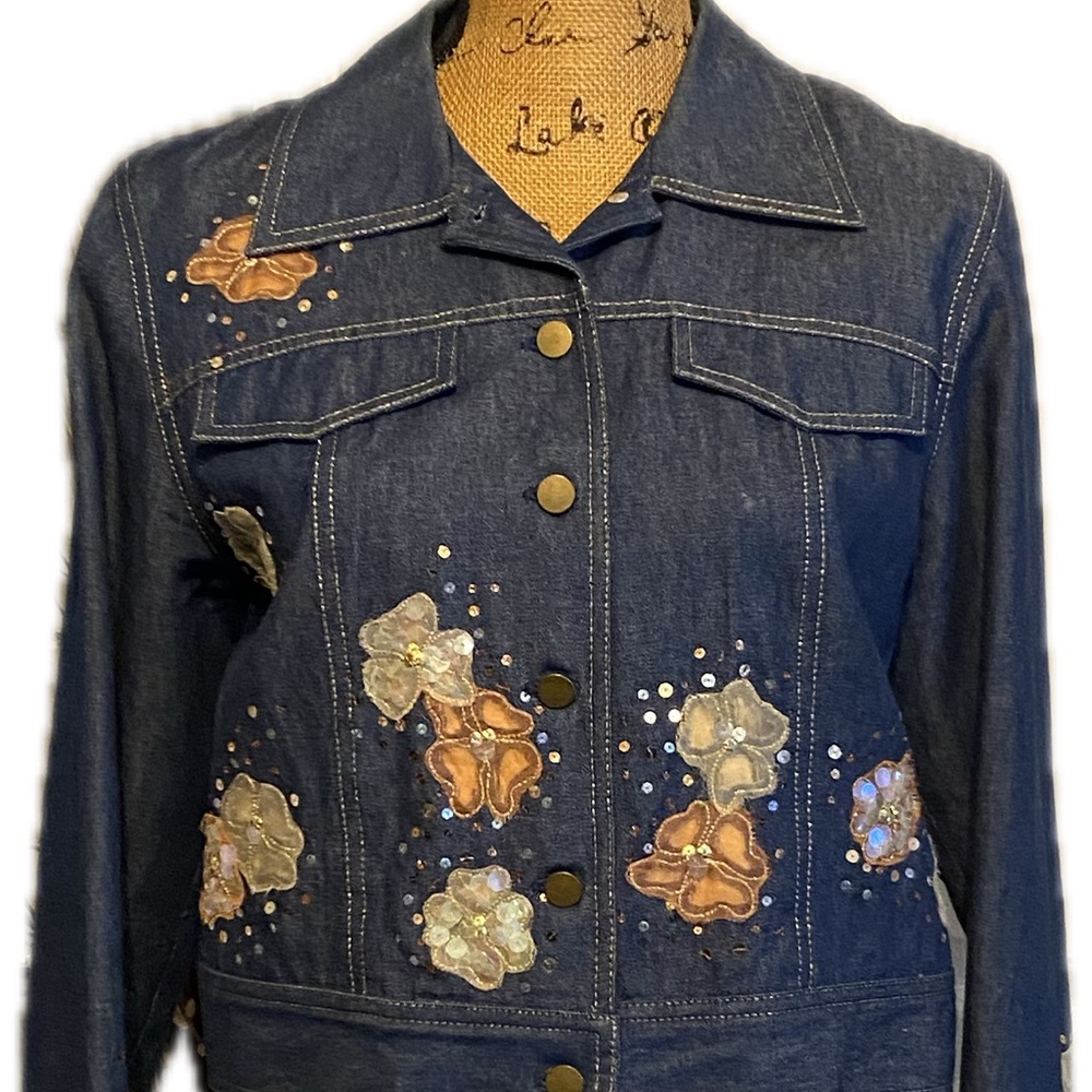 Embroidered Denim Jacket - Picture 1 of 9